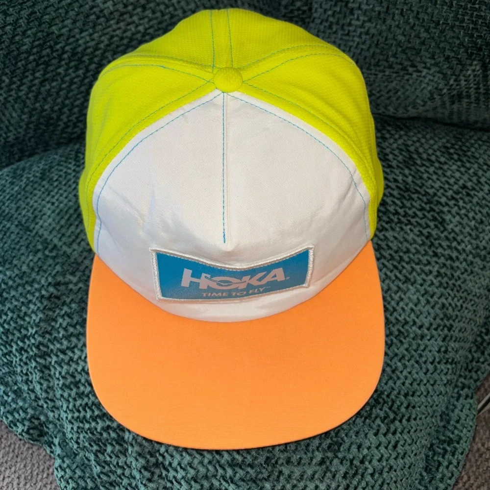 HOKA ONE ONE Time to Fly Color Block Running Cap Trucker Strap Back Retro hat - Picture 7 of 12